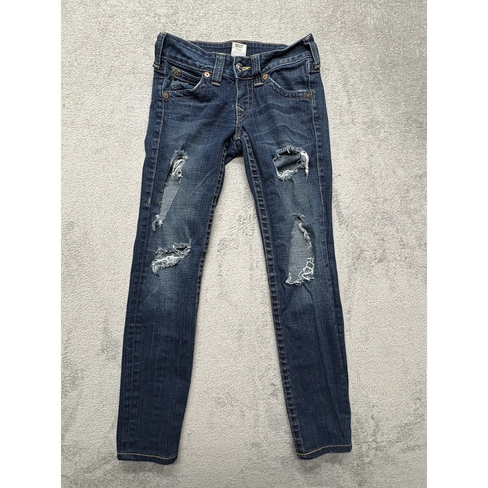 True Religion Jeans Womens 27 Distressed Skinny Made‎ in USA Denim Ripped Pants